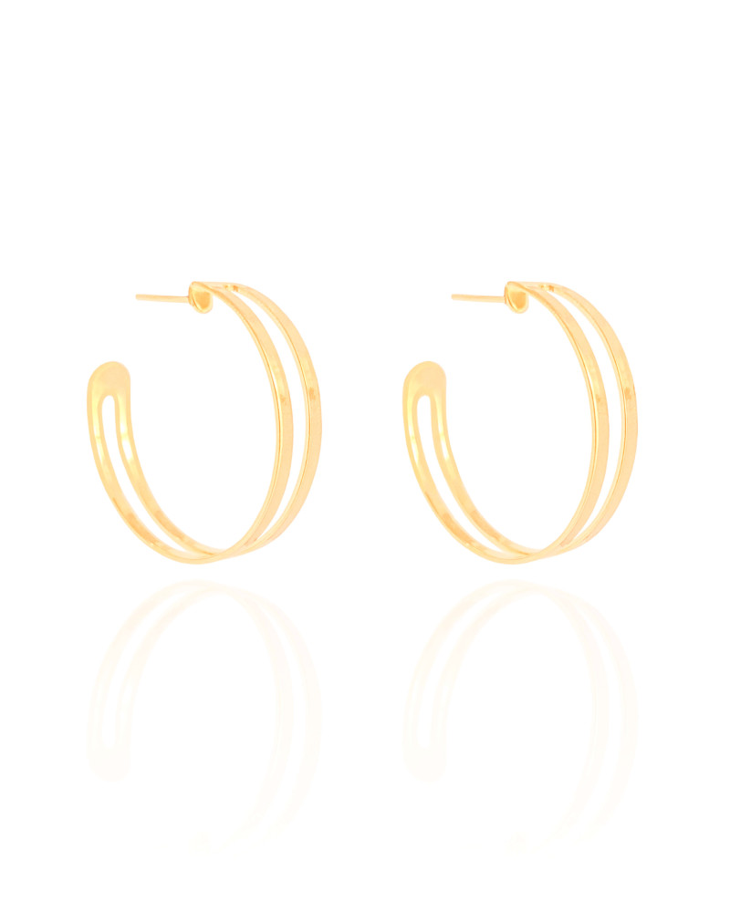 Brinco Argola Vazada Lisa 3.0 cm Banhado a Ouro 18K