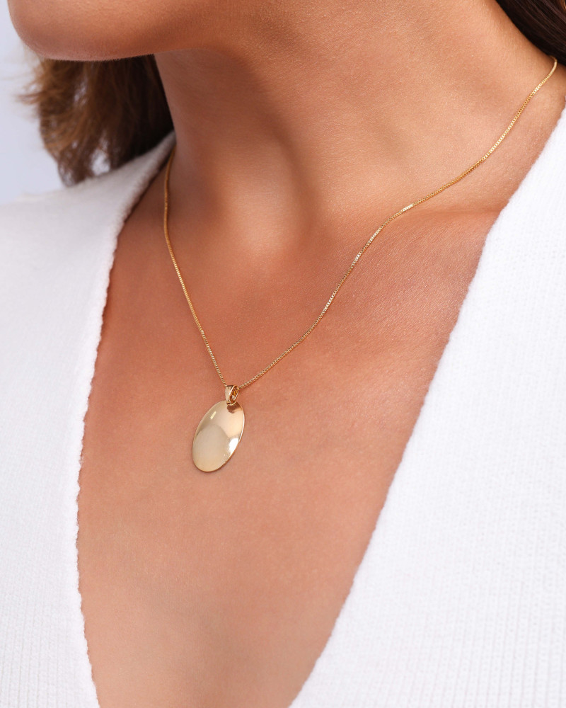 Gargantilha Veneziana Oval Liso Banhado a Ouro 18K - 45 cm