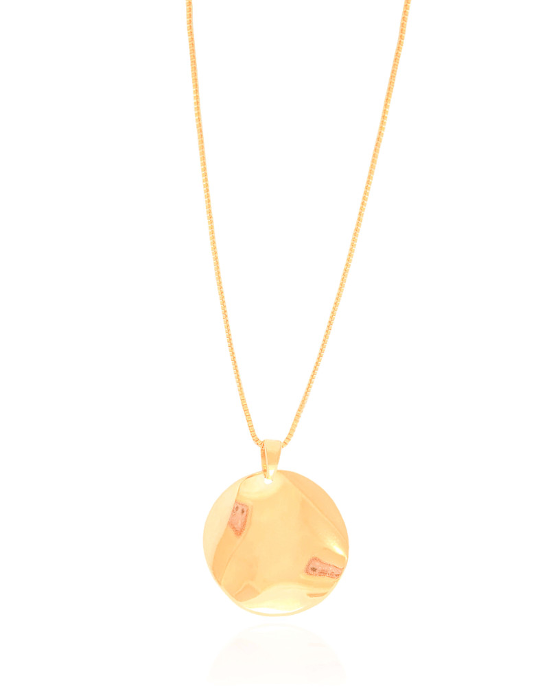 Gargantilha Venezina Orgânico Abaulado Liso Banhado a Ouro 18K - 45 cm