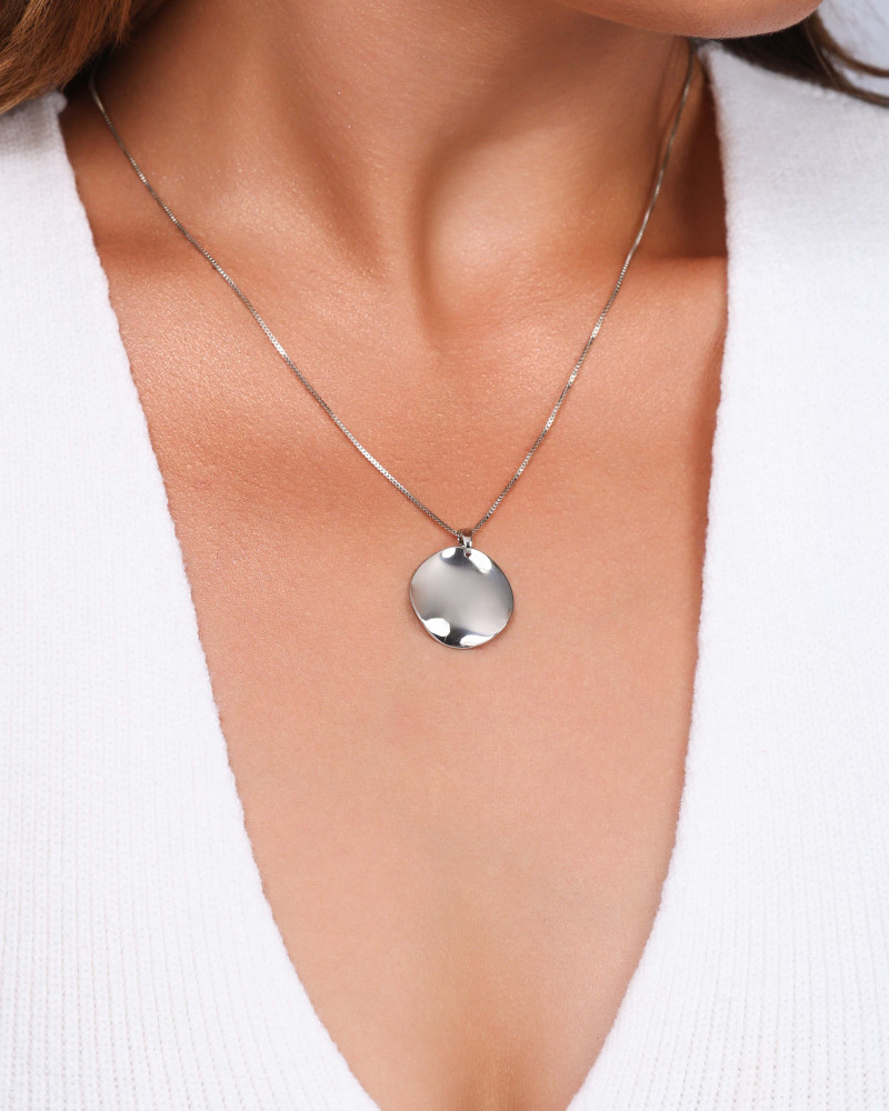 Gargantilha Venezina Orgânico Abaulado Liso Ródio Branco - 45 cm