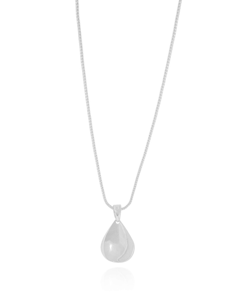 Gargantilha Veneziana Gota Abaulada Lisa Ródio Branco - 45 cm