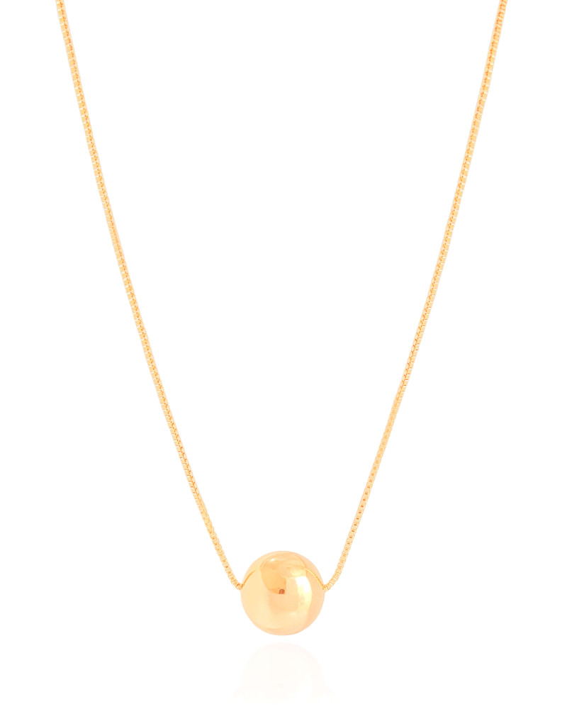 Gargantilha Veneziana Bola Lisa 12 mm Banhado a Ouro 18K - 45 cm