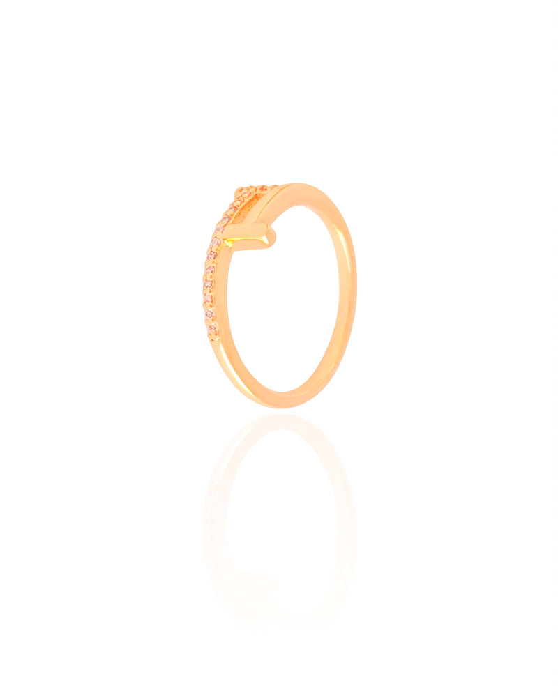 Anel T Cravejado Cristal Tamanho 21 Banhado a Ouro 18K