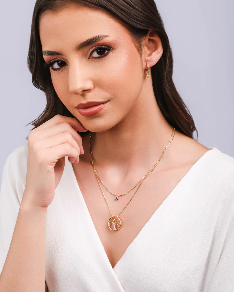 Brinco Argola Click Infinito Cravejado Colorido Banhado a Ouro 18K