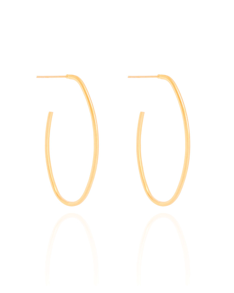 Brinco Argola Oval Fio 4.2 cm Banhado a Ouro 18K