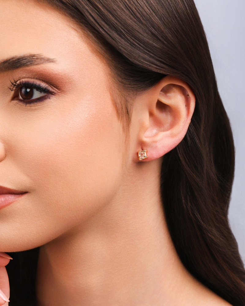 Trio Derretido Pontos de Luz Cristal Banhado a Ouro 18K