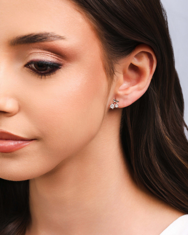 Trio Cerejas Ponto de Luz Cristal Ródio Branco