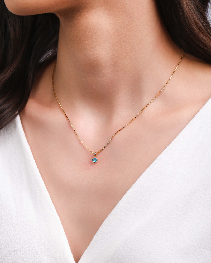 Gargantilha Ponto de Luz Topázio 4 mm Banhado a Ouro 18K - 40 cm