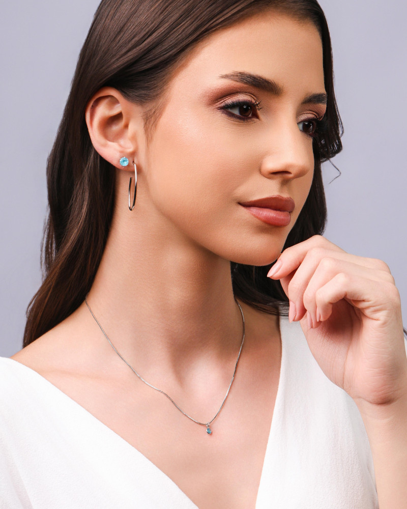 Gargantilha Ponto de Luz Topázio 4 mm Ródio Branco - 40 cm