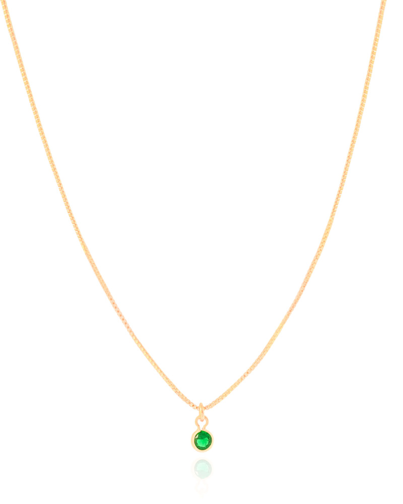 Gargantilha Ponto de Luz Esmeralda 4 mm Banhado a Ouro 18K - 40 cm