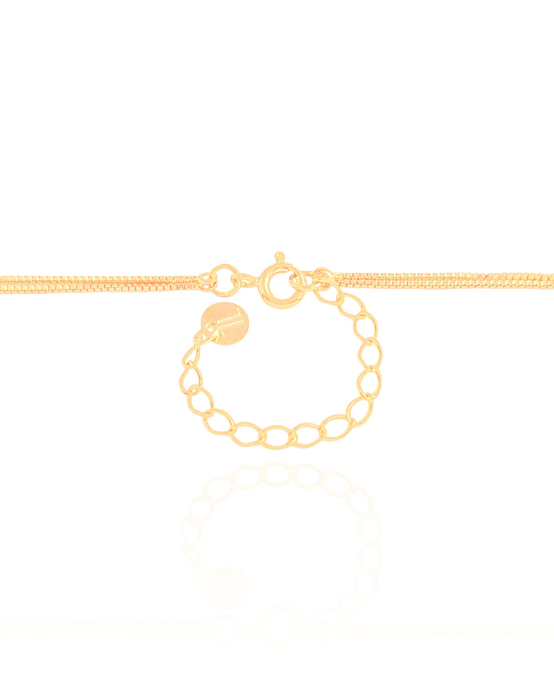 Gargantilha Dupla Árvore da Vida e Ponto de Luz Rubi Banhado a Ouro 18K