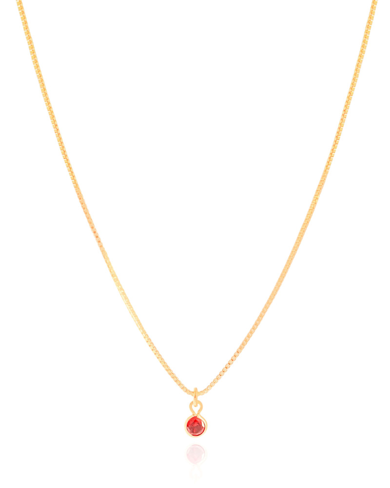Gargantilha Ponto de Luz Rubi 4 mm Banhado a Ouro 18K - 40 cm