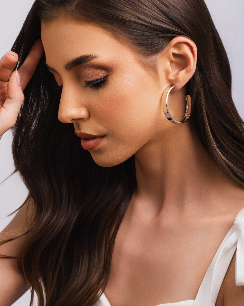 Brinco Argola Reta Lisa 4.2 cm Ródio Branco