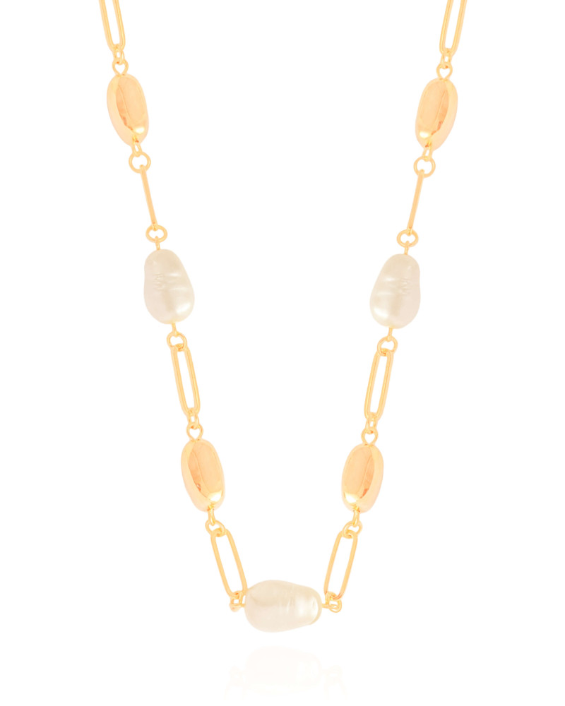 Gargantilha Elos Orgânico Pérolas Barrocas Banhado a Ouro 18K