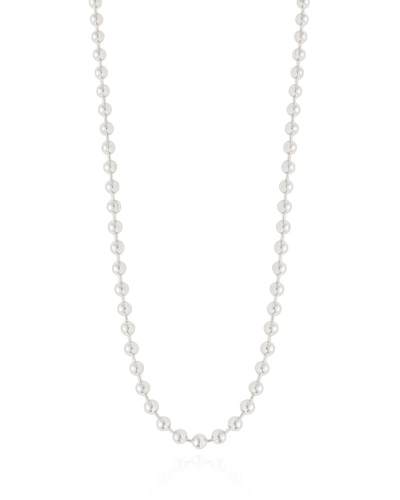 Gargantilha Bolinhas Lisas 3 mm Ródio Branco - 40+5 cm