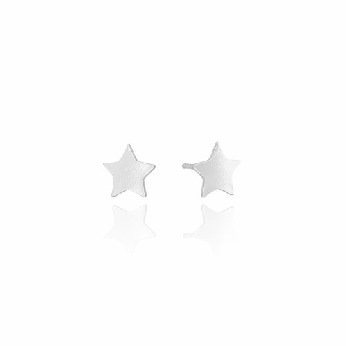 Brinco Estrela Flat Lisa Ródio Branco