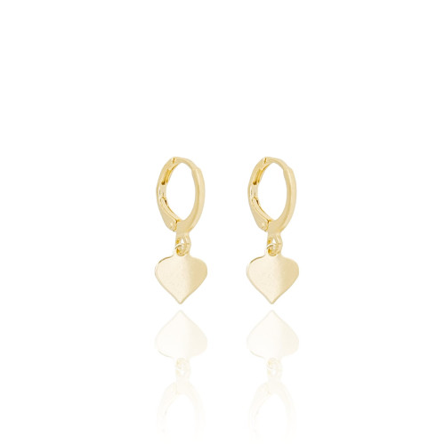 Brinco Argola Coração Flat Liso Banhado a Ouro 18K
