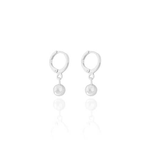 Brinco Argola Bolinha Lisa Ródio Branco