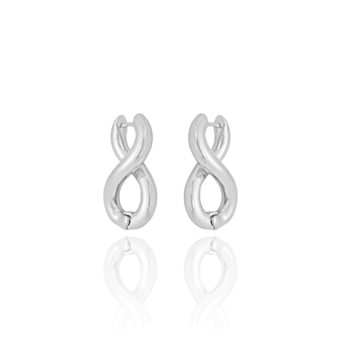 Brinco Argola Infinito Liso Ródio Branco