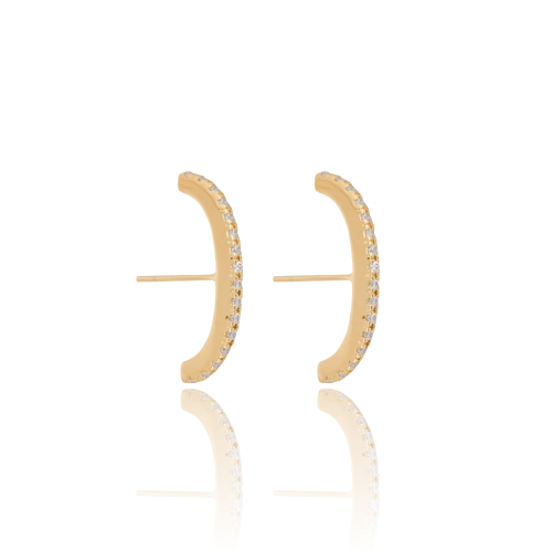 Ear Hook Filete Cravejado Cristal Banhado a Ouro 18K