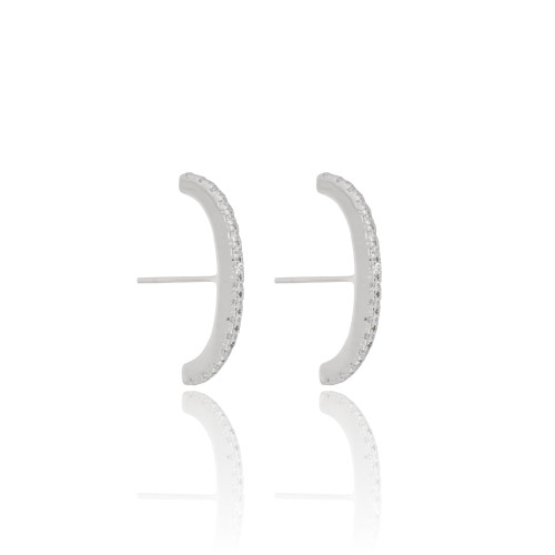 Ear Hook Filete Cravejado Cristal Ródio Branco