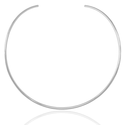 Gargantilha Aro Tubo Liso Ródio Branco