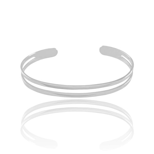 Bracelete Dois Filetes 6 mm Ródio Branco