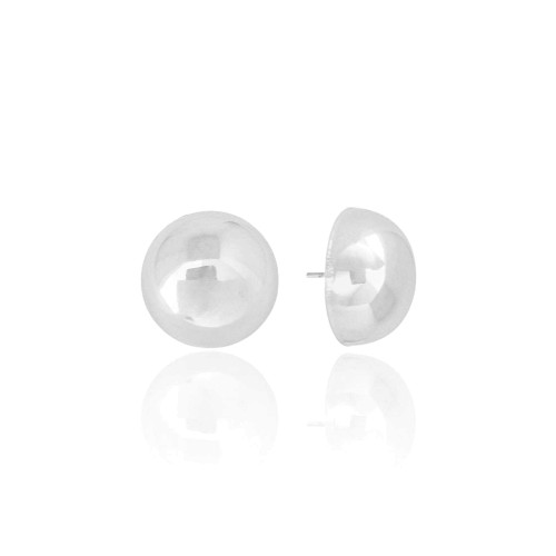 Brinco Meia Bola Lisa Tamanho M Ródio Branco