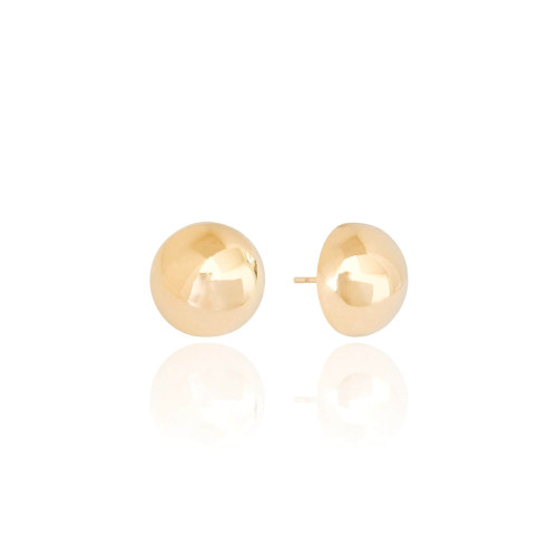 Brinco Meia Bola Lisa Tamanho P Banhado a Ouro 18K