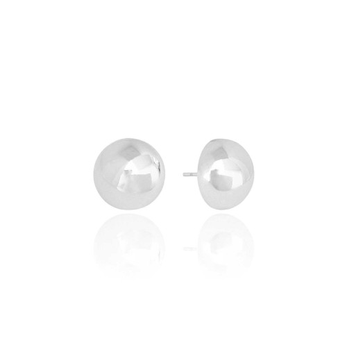 Brinco Meia Bola Lisa Tamanho P Ródio Branco