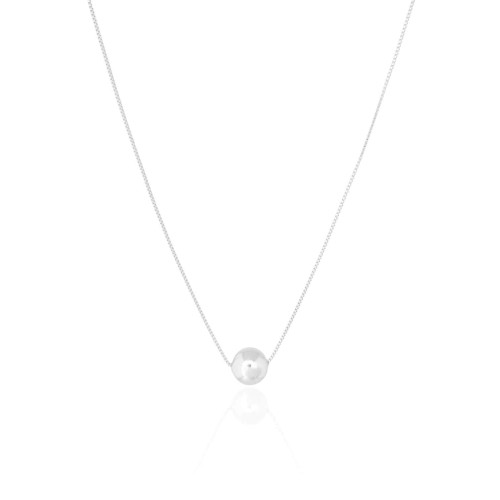 Gargantilha Veneziana Pingente Bola 8 mm Ródio Branco