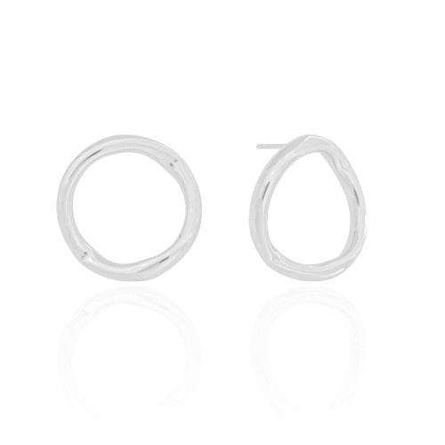 Brinco Circulo Vazado Tubo Ródio Branco