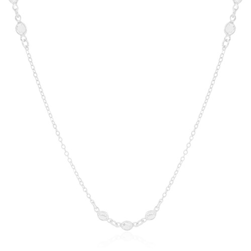 Gargantilha Longa Elos Pontos de Luz Cristal Ródio Branco