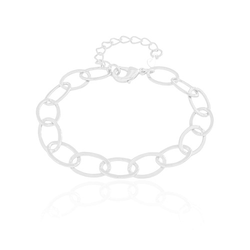 Pulseira Elos Ovais 7 mm Ródio Branco