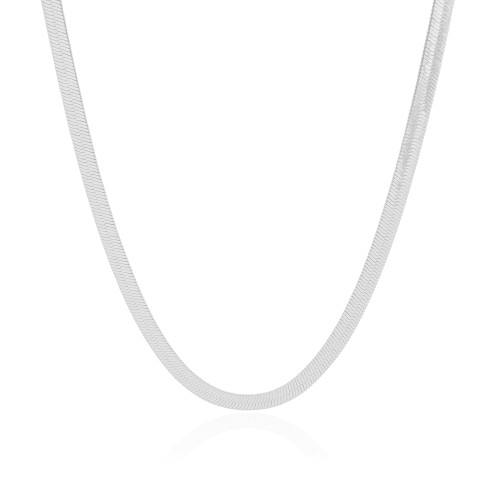 Gargantilha Malha Fita 5 mm Ródio Branco