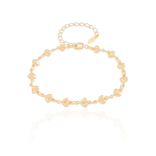 Pulseira Infantil Corações Lisos Banhado a Ouro 18K