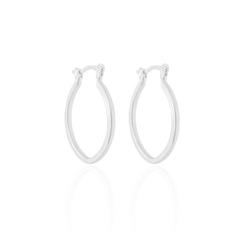 Brinco Argola Elíptico Fecho Italiano 2.8 cm Ródio Branco