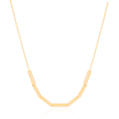 Gargantilha com Canutilhos Retangular Banhado a Ouro 18K