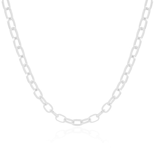 Choker Elos Ovais Lisos Ródio Branco