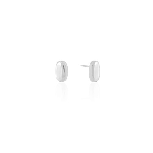 Brinco Oval Liso 1.2 cm Ródio Branco