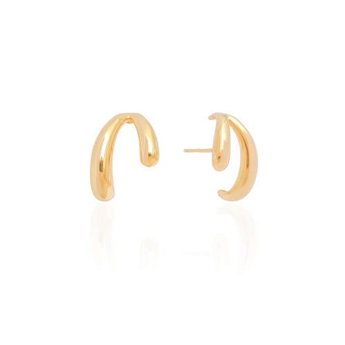 Ear Cuff Dois Filetes Lisos Banhado a Ouro 18K