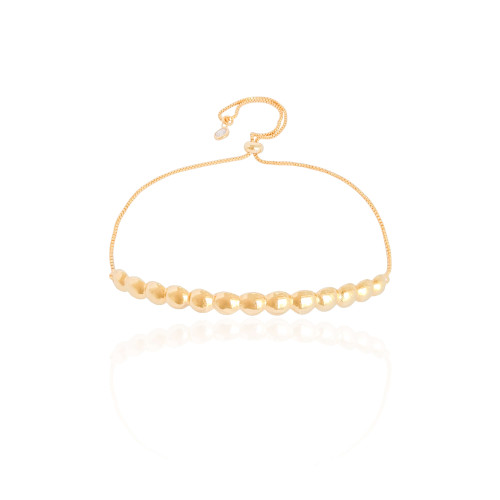 Pulseira Bolas Achatadas com Fecho Gravata Banhado a Ouro 18K