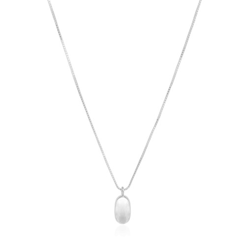 Choker Veneziana com Pingente Oval Liso Ródio Branco