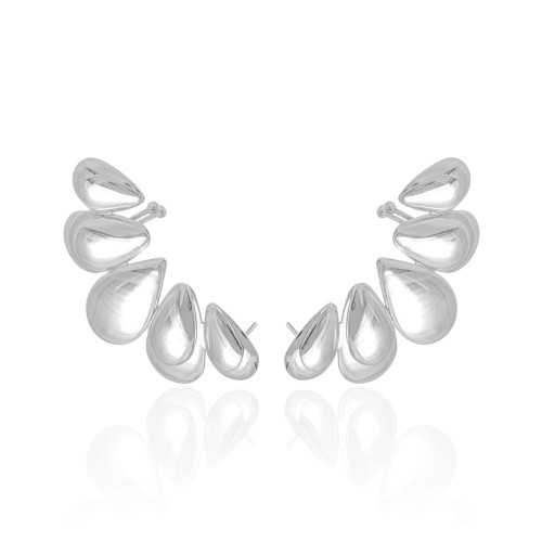 Ear Cuff Gotas Lisas Ródio Branco