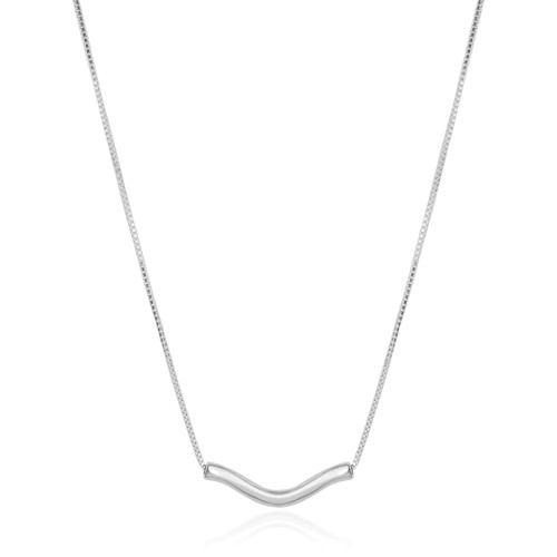 Gargantilha Veneziana Pingente Ondulado Ródio Branco - 40 cm