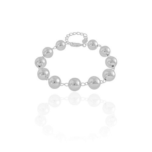 Pulseira Bolas Lisas Ródio Branco