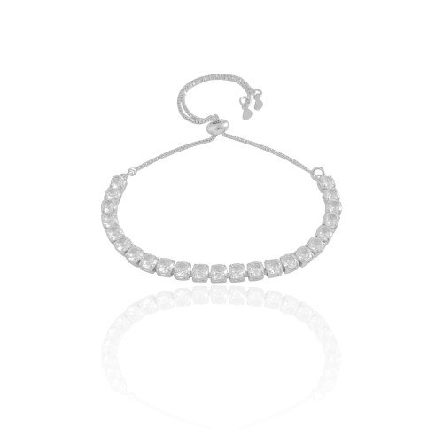 Pulseira Riviera Cristal Fecho Gravata Ródio Branco