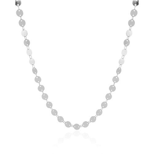 Choker Plaquinhas Redondas Flat Ródio Branco