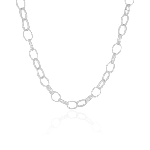 Choker Elos Ovais Lisos Ródio Branco