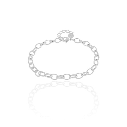 Pulseira Elos Ovais 5 mm Ródio Branco